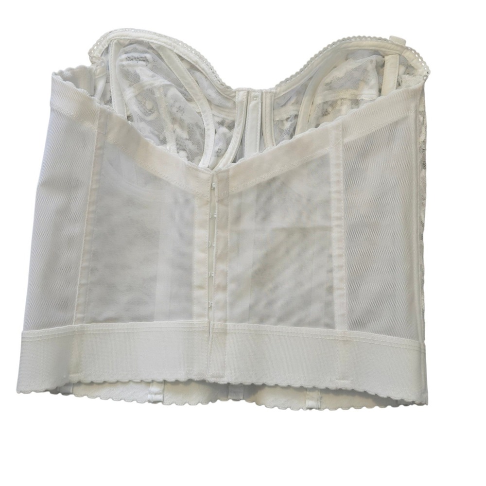 Vintage Goddess 689 Longline Bra 36C White Lace Bustier Corset Made USA Pin Up - Picture 2 of 5